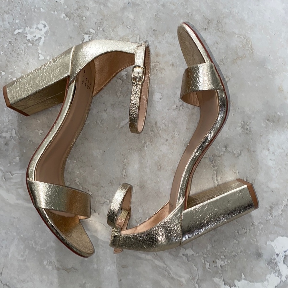 Metallic Gold ankle strap sandals